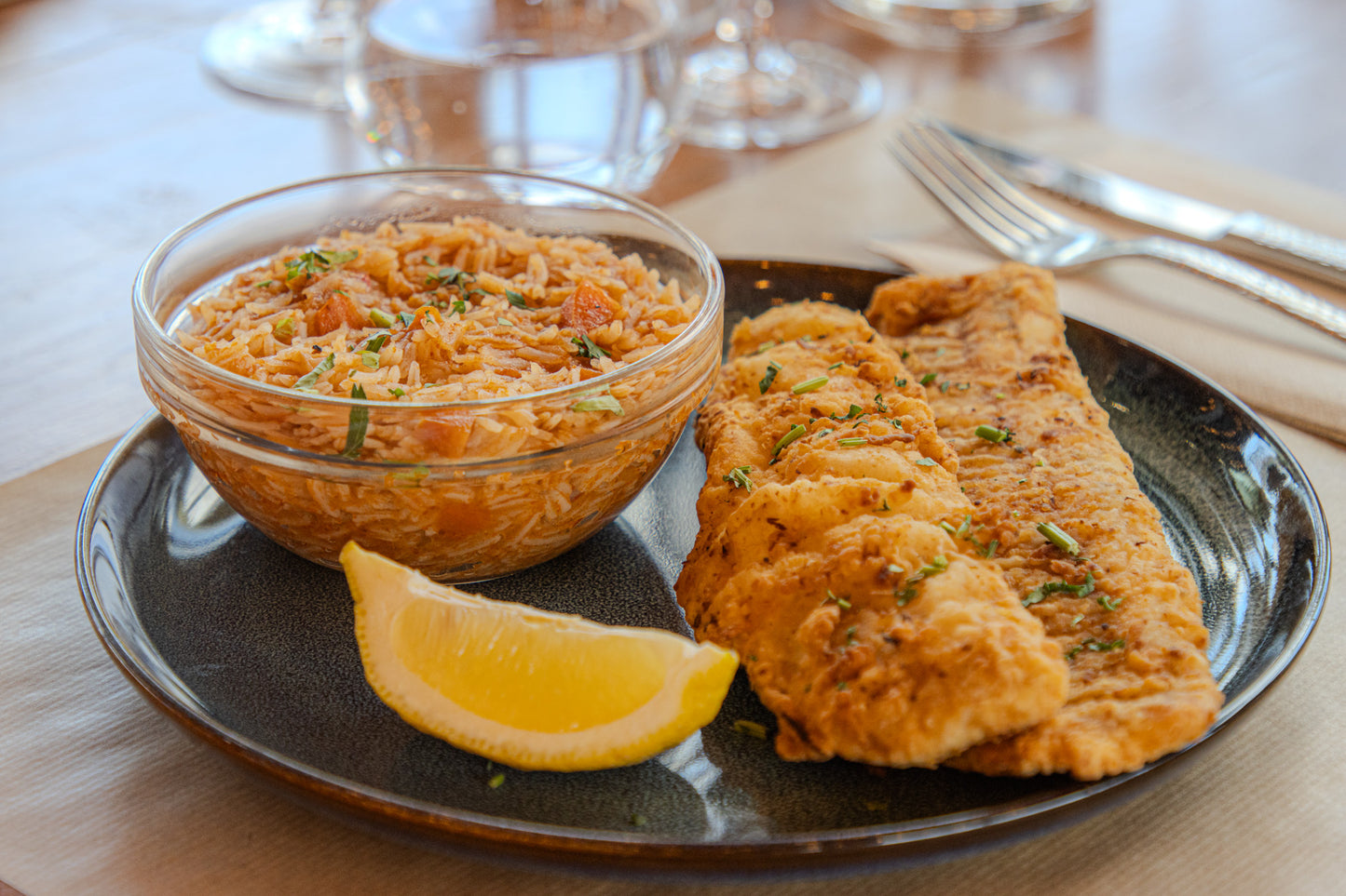 Filetes de Pescada com Arroz de Tomate